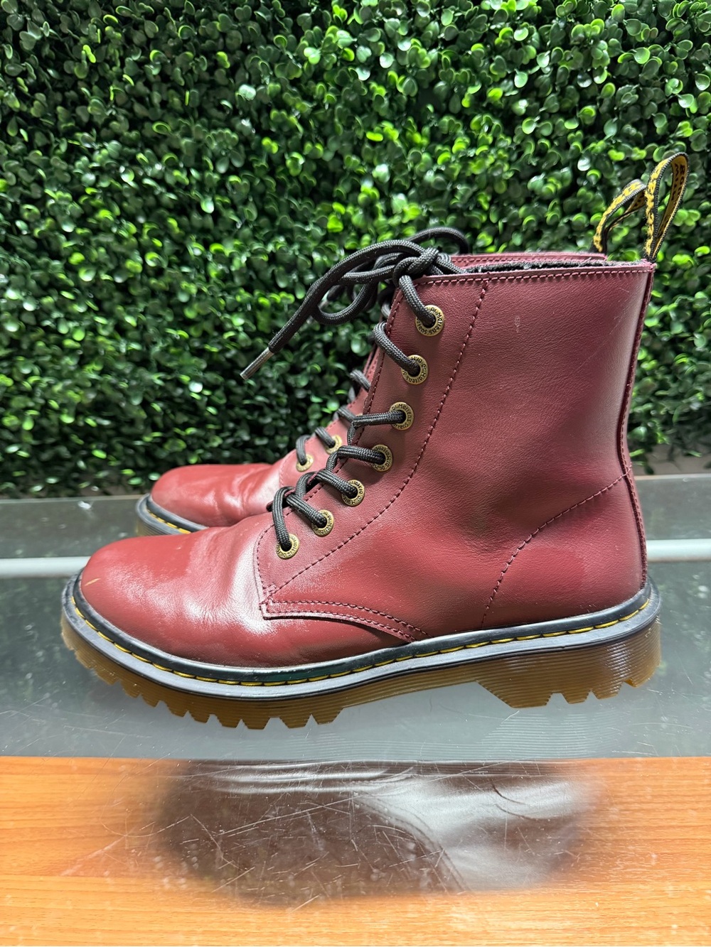 Dr. Martens Women's Burgundy Lace-Up Combat Boots - Picture 3 of 7